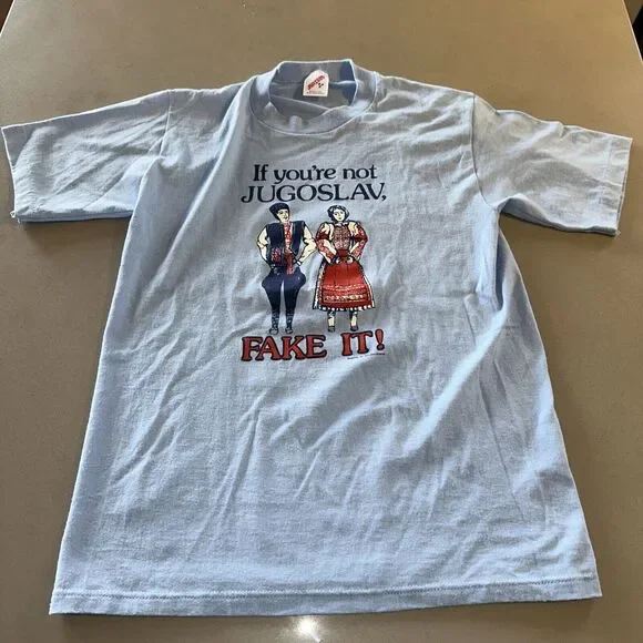 Vintage Jerzees Single Stich USA 50/50 t shirt Jugoslav seattle jr tamburitzans - Picture 2 of 5